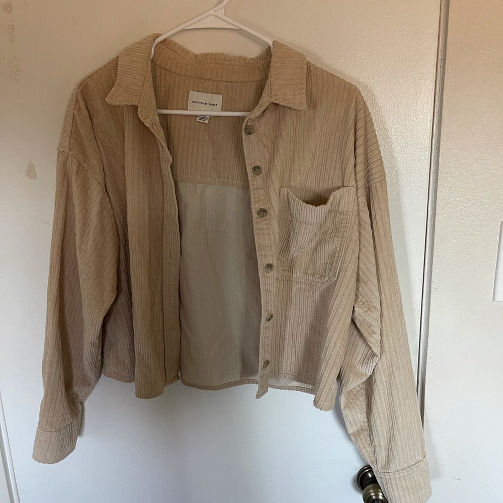 American Eagle Cropped Corduroy Shirt Jacket